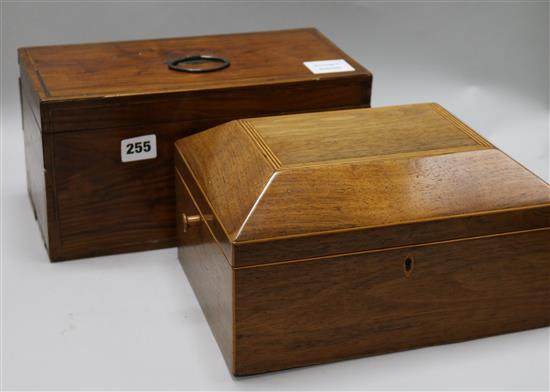 A Regency work box and a tea caddy